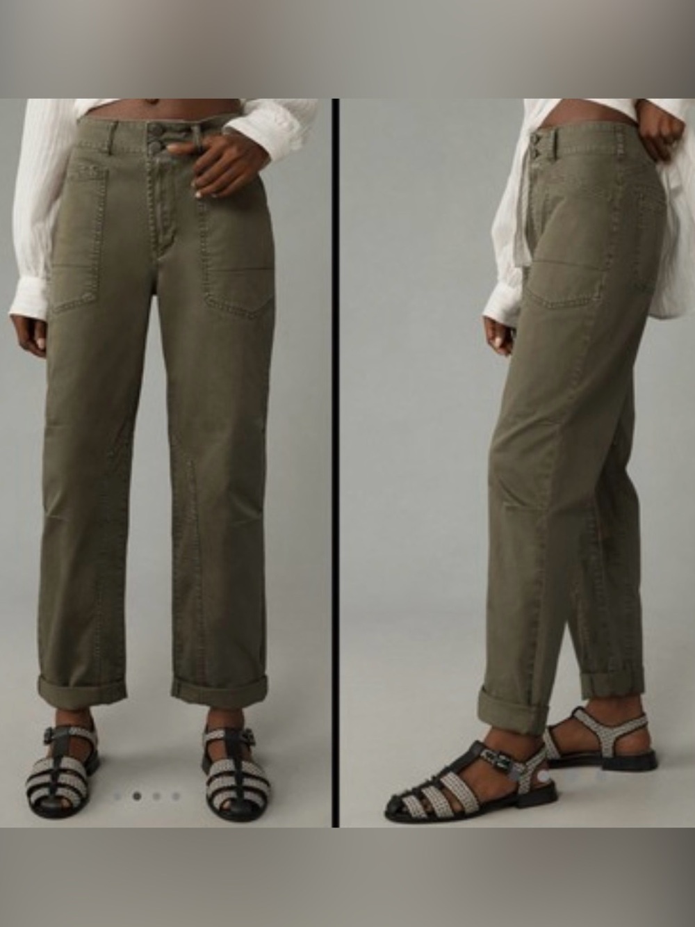 Pilcro Wanderer Olive Boyfriend Utility Jeans from Anthropologie